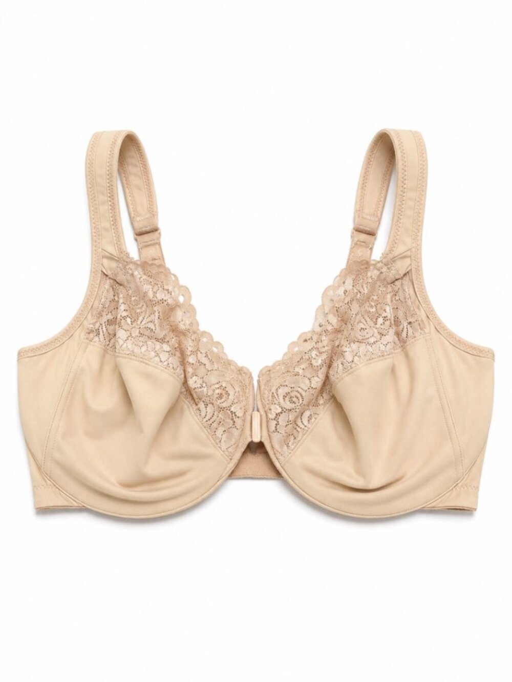 Glamorise WonderWire Front Closure Bra 42DD Cappuccino Lace 1245 NWOT